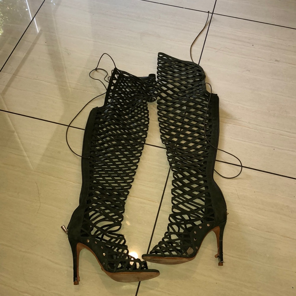 Navy thigh boots